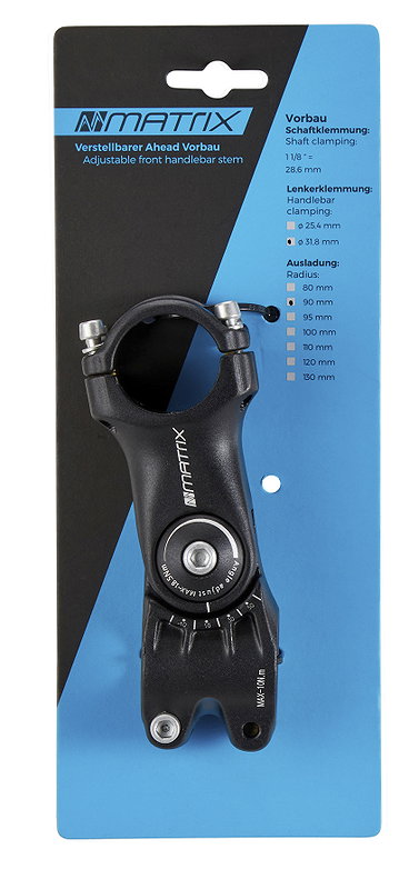 MATRIX Ahead-Vorbau Race Fit 90 mm schwarz-matt 31,8 mm 1 1/8" 0- +60°