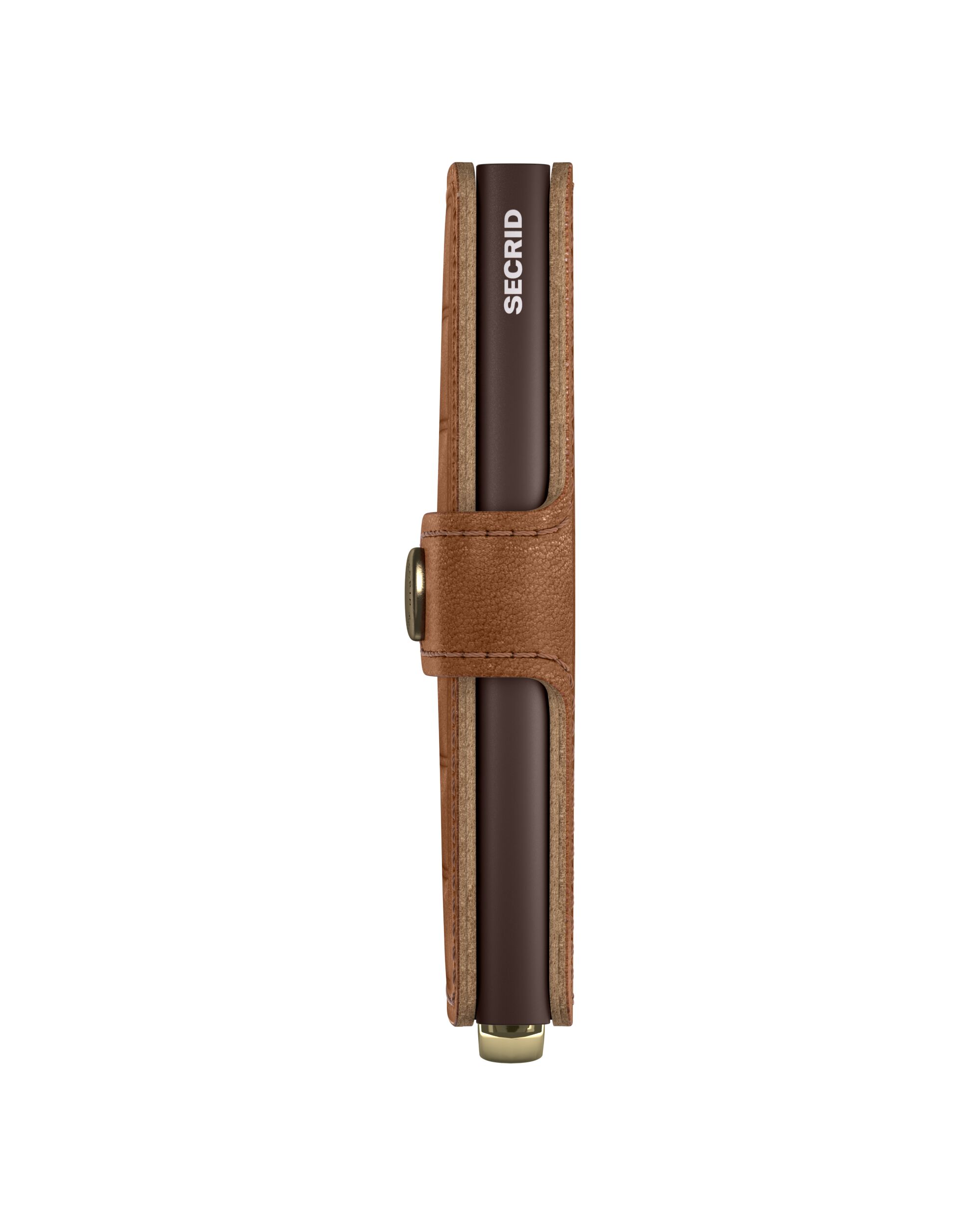 Secrid Miniwallet Emboss Lines Cognac+ – Seitenansicht