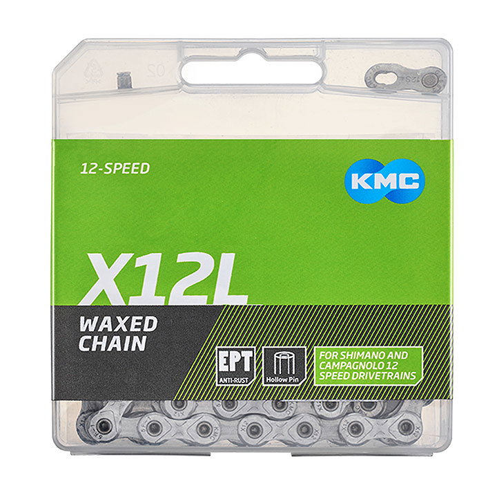 KMC Fahrrad Kette X12L WAXED 12-fach silber 126 Glieder, 1/2" x 11/128"
