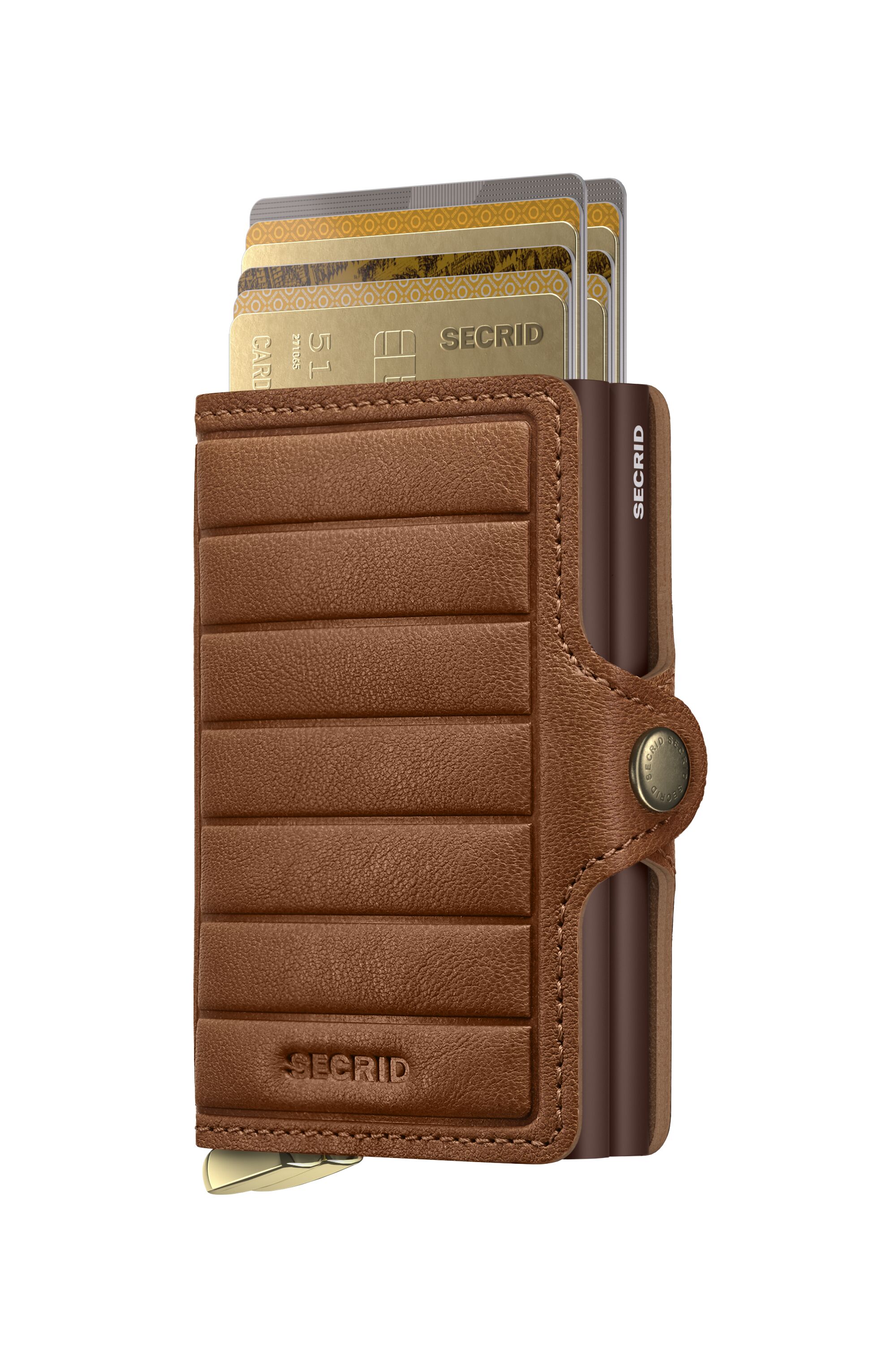 Secrid Twinwallet Emboss Lines Cognac+ – mit Karten