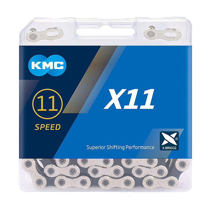 KMC Fahrrad Kette X11 11-fach silber/schwarz 114 Glieder, 1/2" x 11/128"
