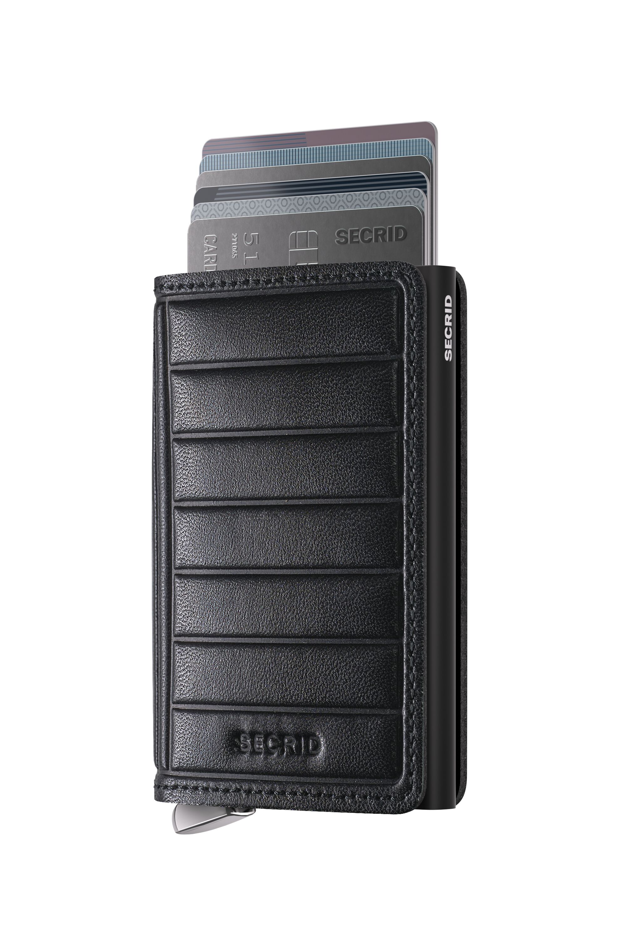 Secrid Slimwallet Emboss Lines Black+ – mit Karten