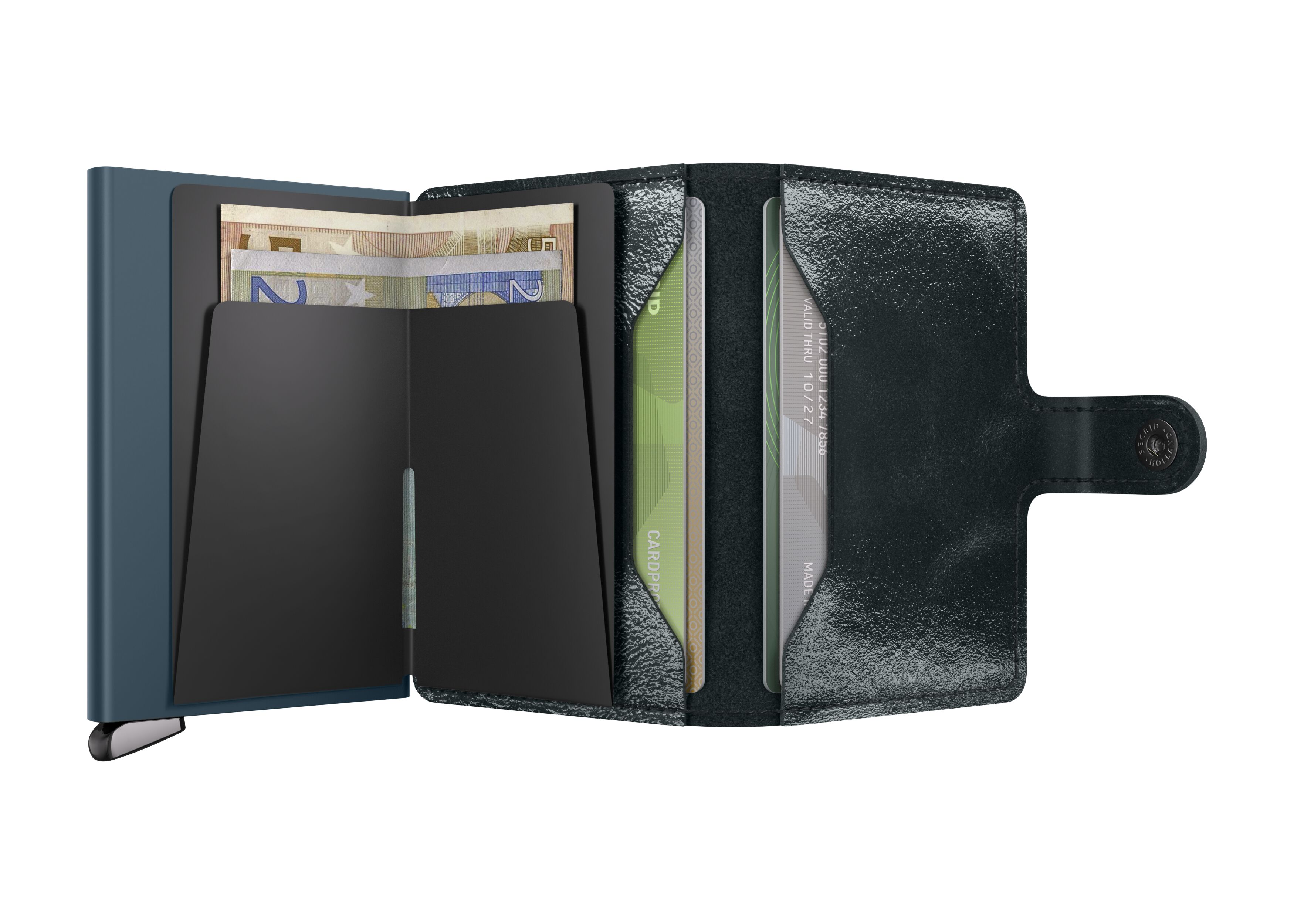 Secrid Miniwallet Naplak Bottle Green+ – geöffnet