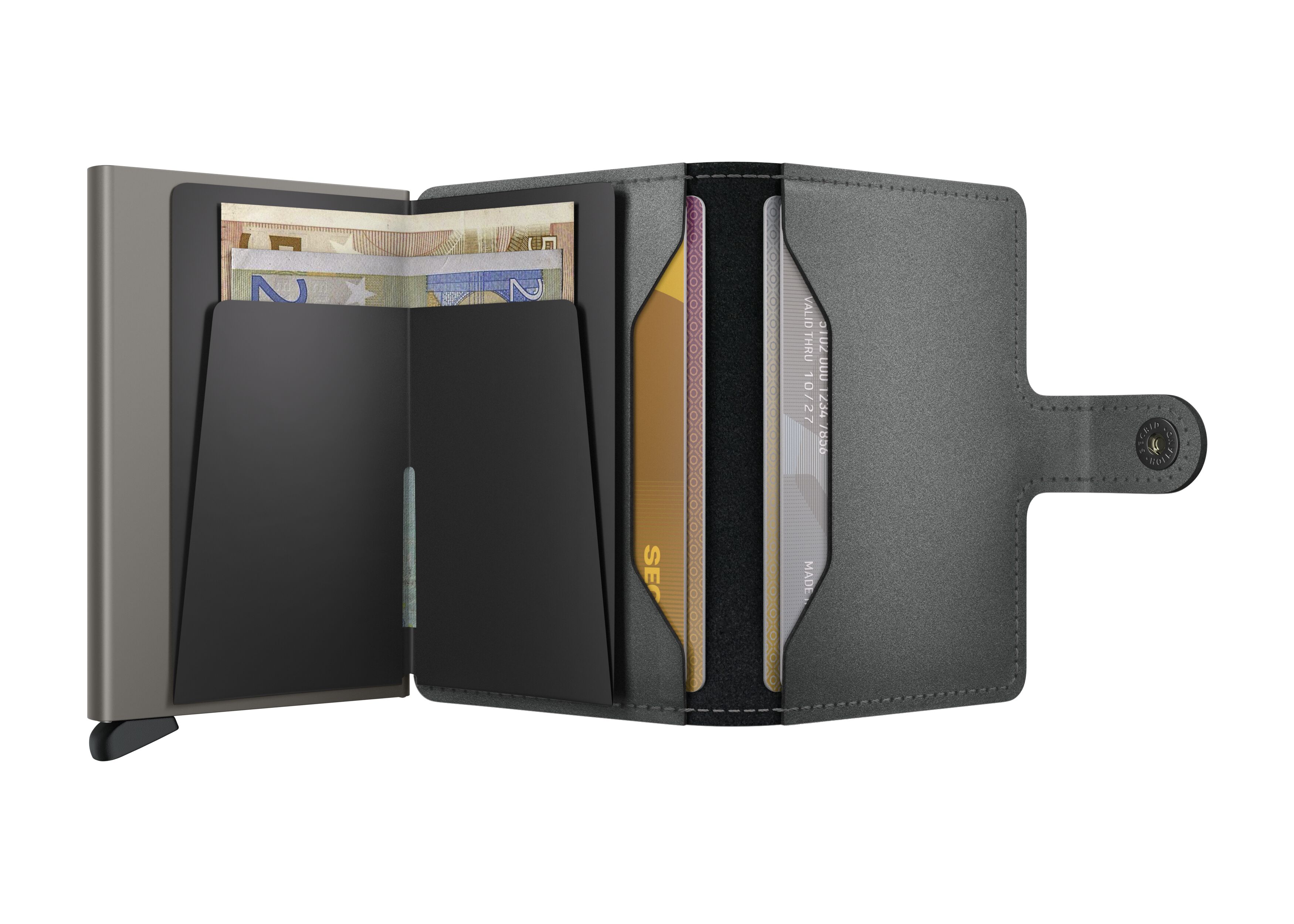 Secrid Miniwallet Matte Satin Steel – geöffnet