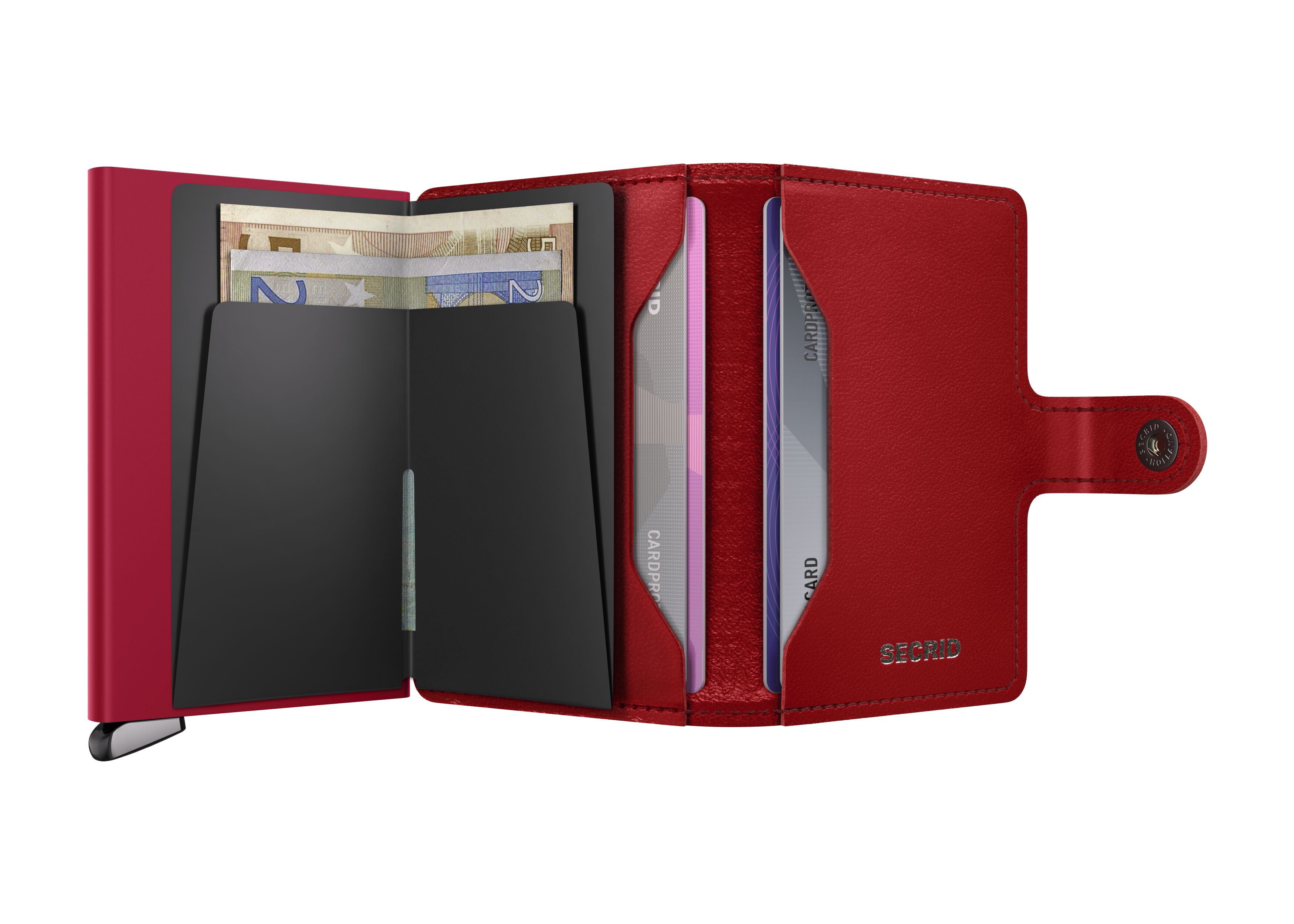 Secrid Miniwallet Emboss Diamond Red+ – geöffnet