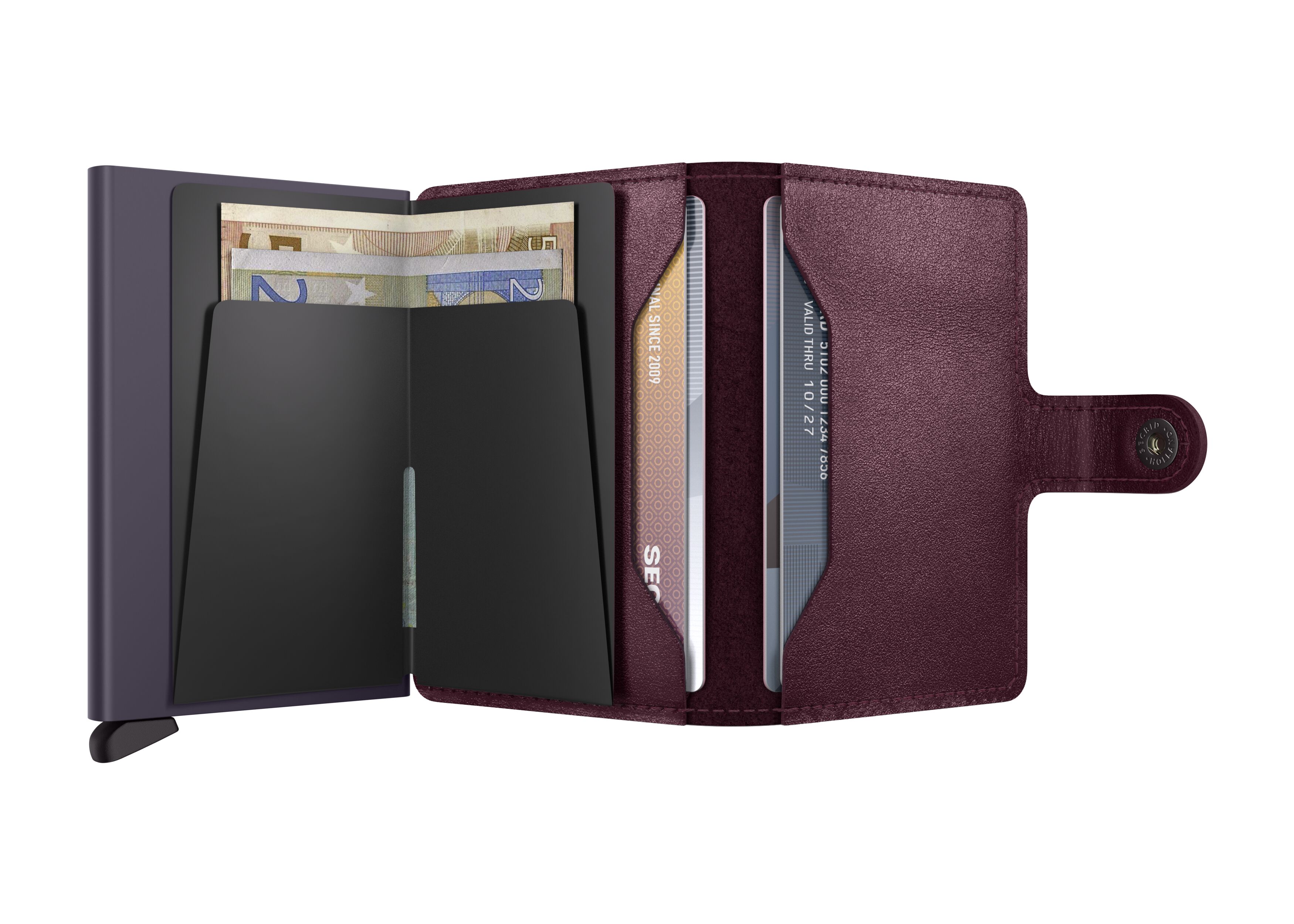 Secrid Miniwallet Original Cranberry – geöffnet