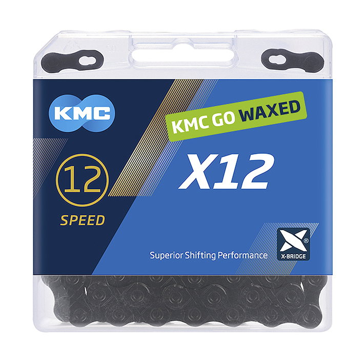 KMC Fahrrad Kette X12 WAXED 12-fach schwarz 126 Glieder, 1/2" x 11/128"