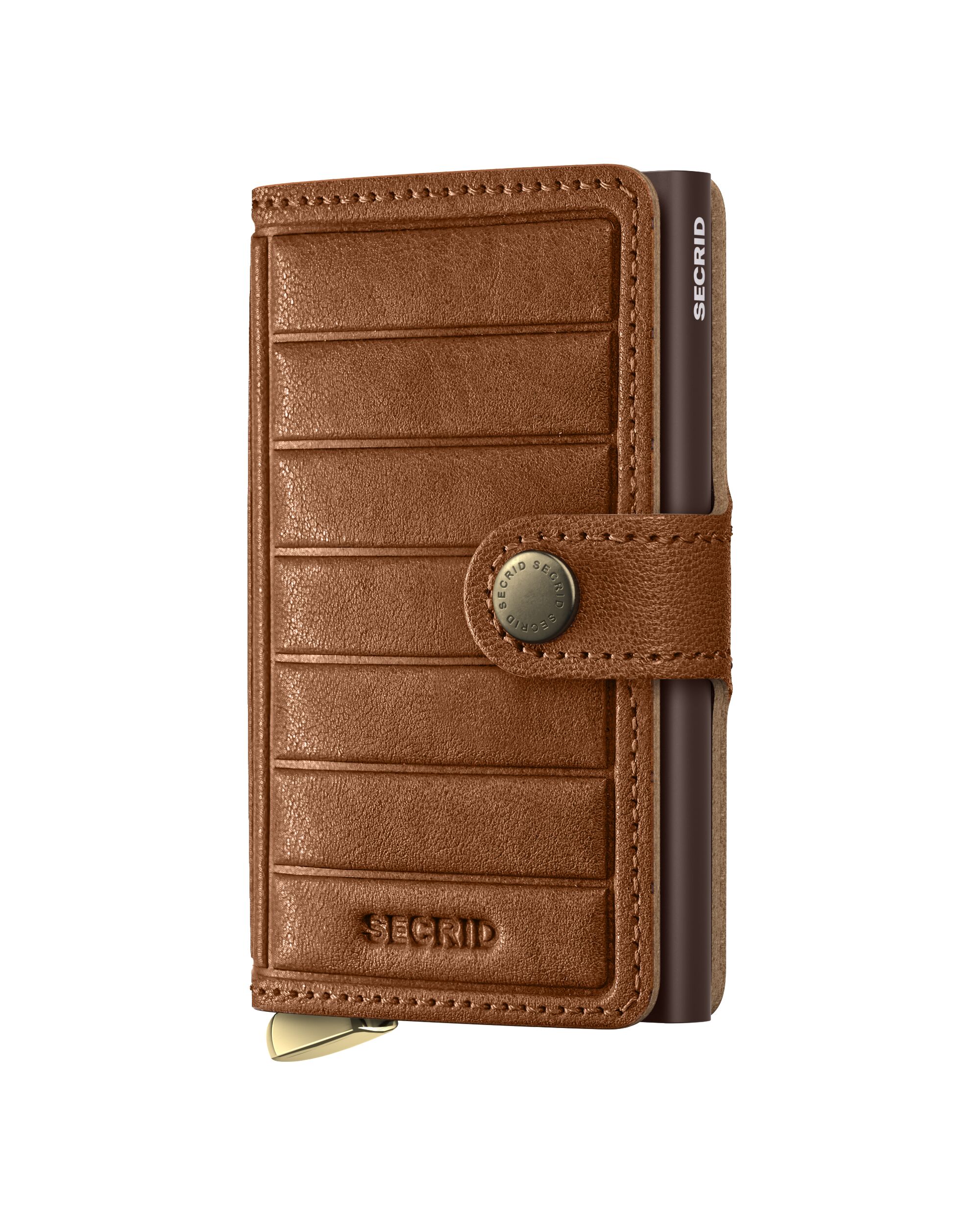 Secrid Miniwallet Emboss Lines Cognac+ – Vorderansicht