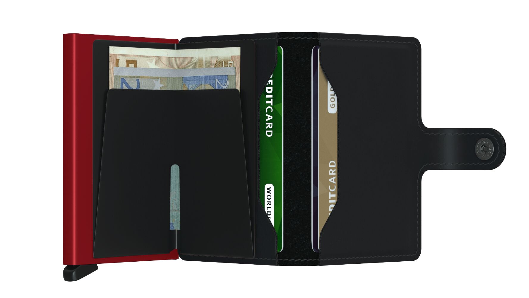 Secrid Miniwallet Matte Black & Red – geöffnet