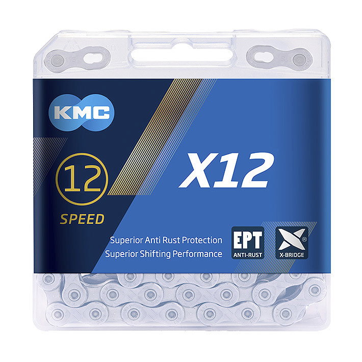 KMC Fahrrad Kette X12 EPT 12-fach silber 126 Glieder, 1/2" x 11/128"