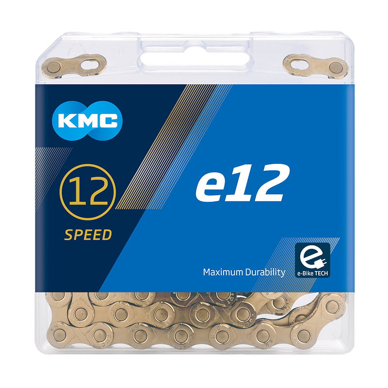 KMC E-Bike Kette e12 Ti-N 12-fach gold 130 Glieder, 1/2" x 11/128"