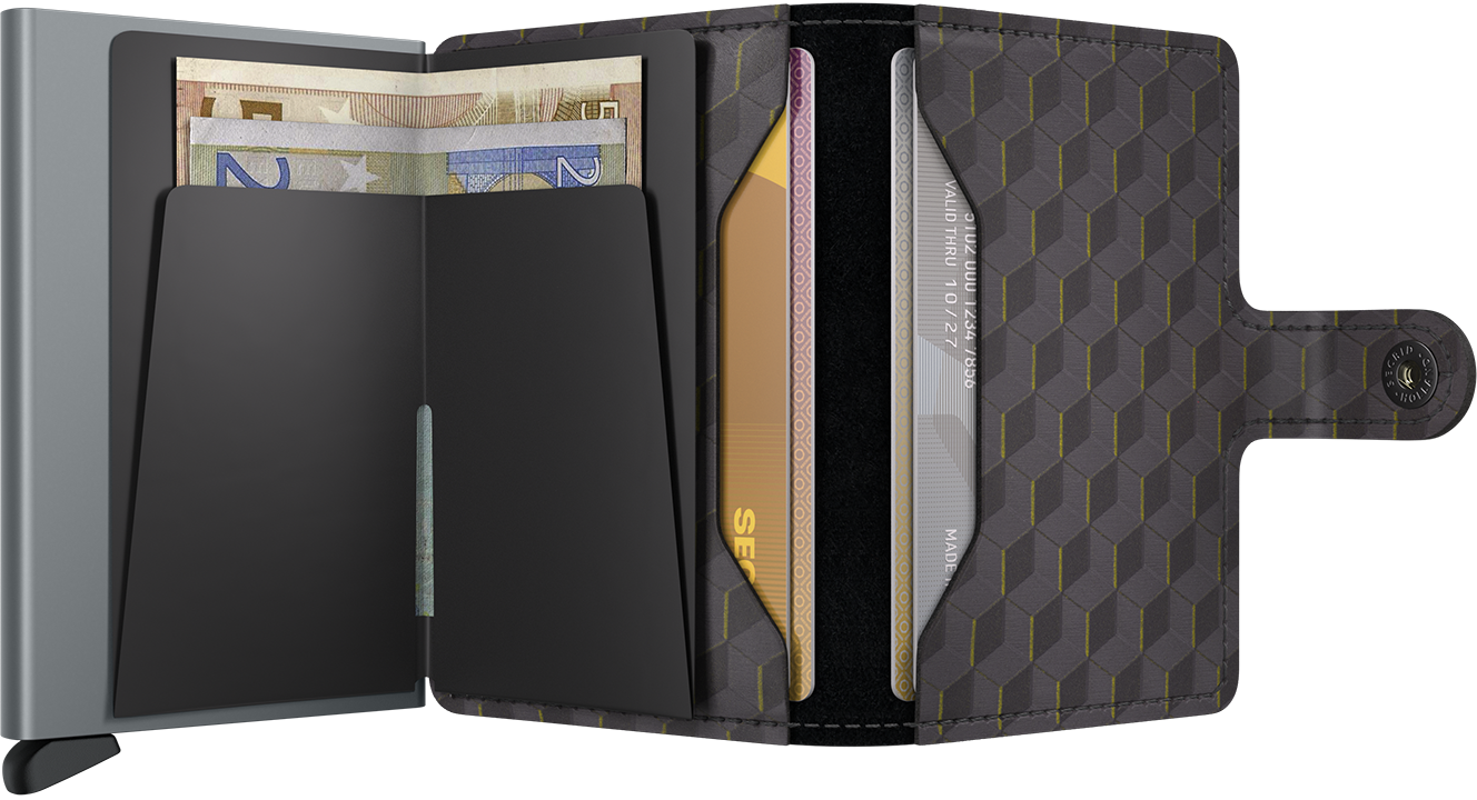 Secrid Miniwallet Optical Grey-Yellow – geöffnet