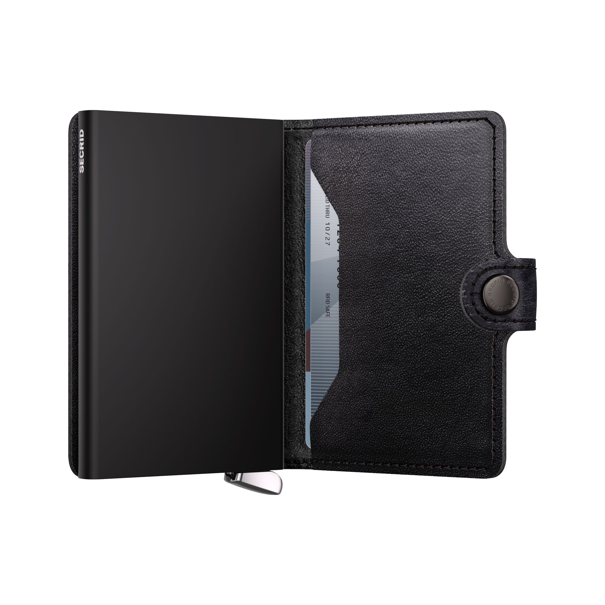 Secrid Miniwallet Emboss Lines Black+ – Schrägansicht