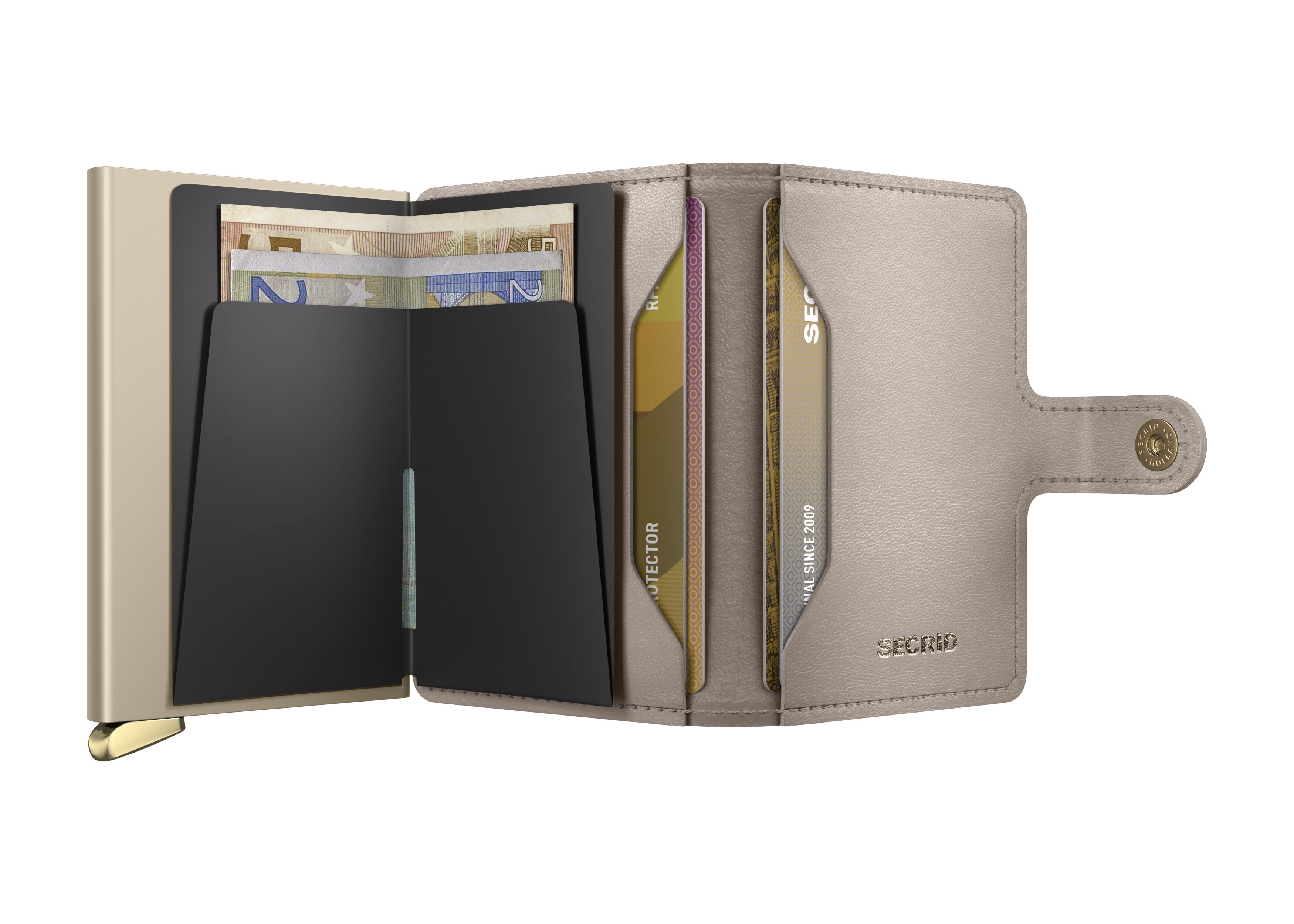 Secrid Miniwallet Emboss Diamond Chalk+ – geöffnet