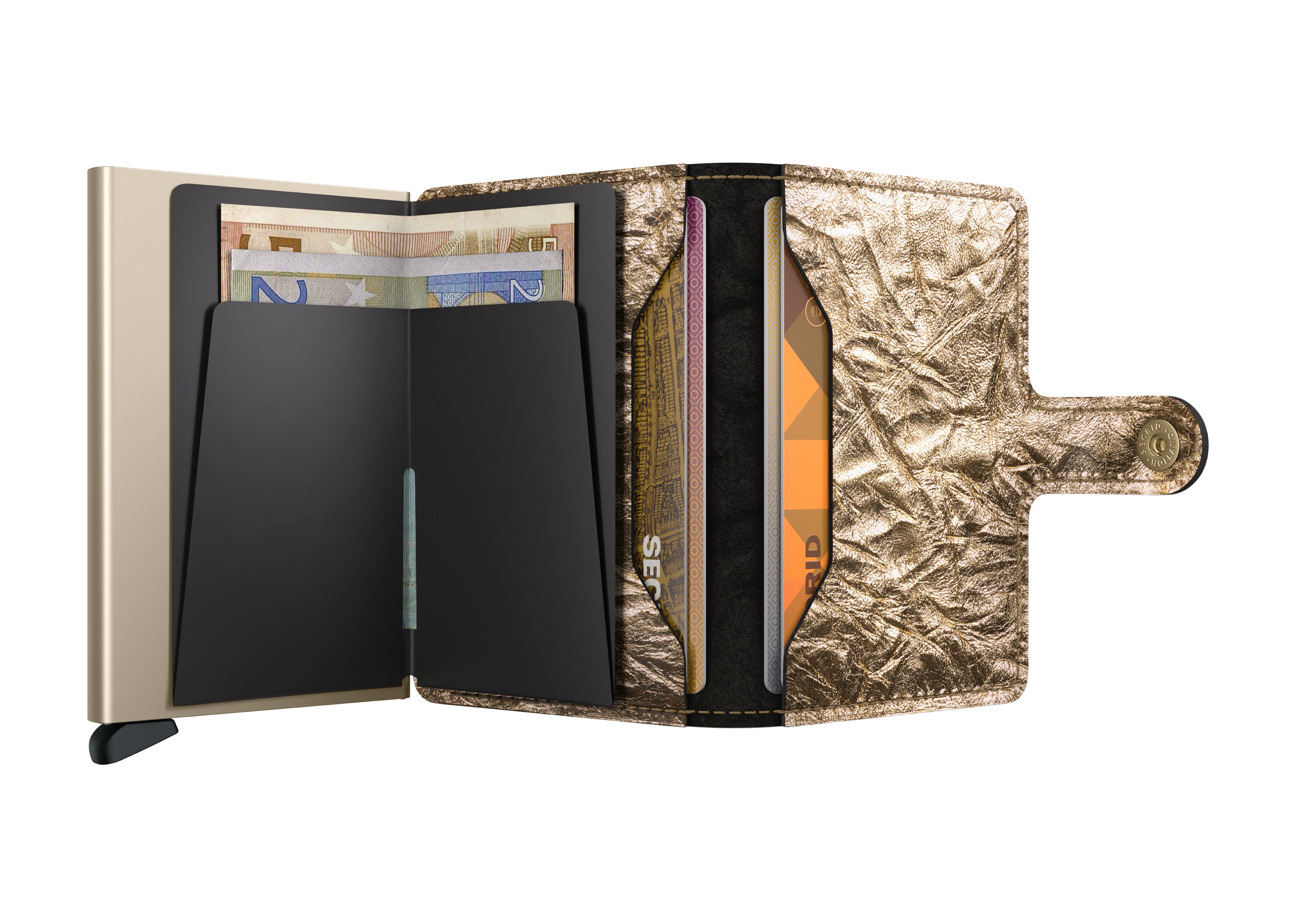 Secrid Miniwallet Crunch Gold – geöffnet