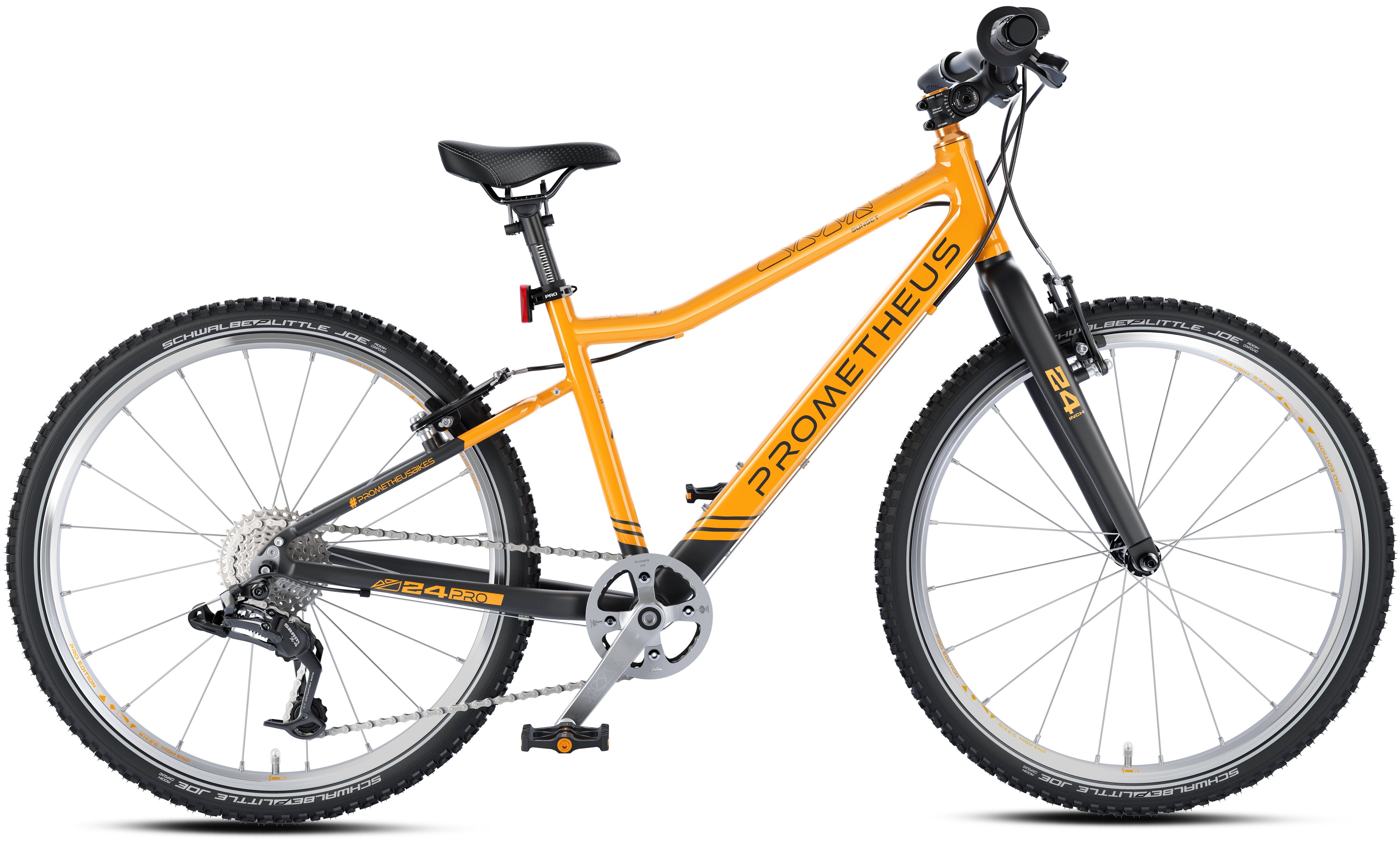 Prometheus PRO 24 Zoll Kinderfahrrad Orange/Schwarz matt (Sunset) – Detail