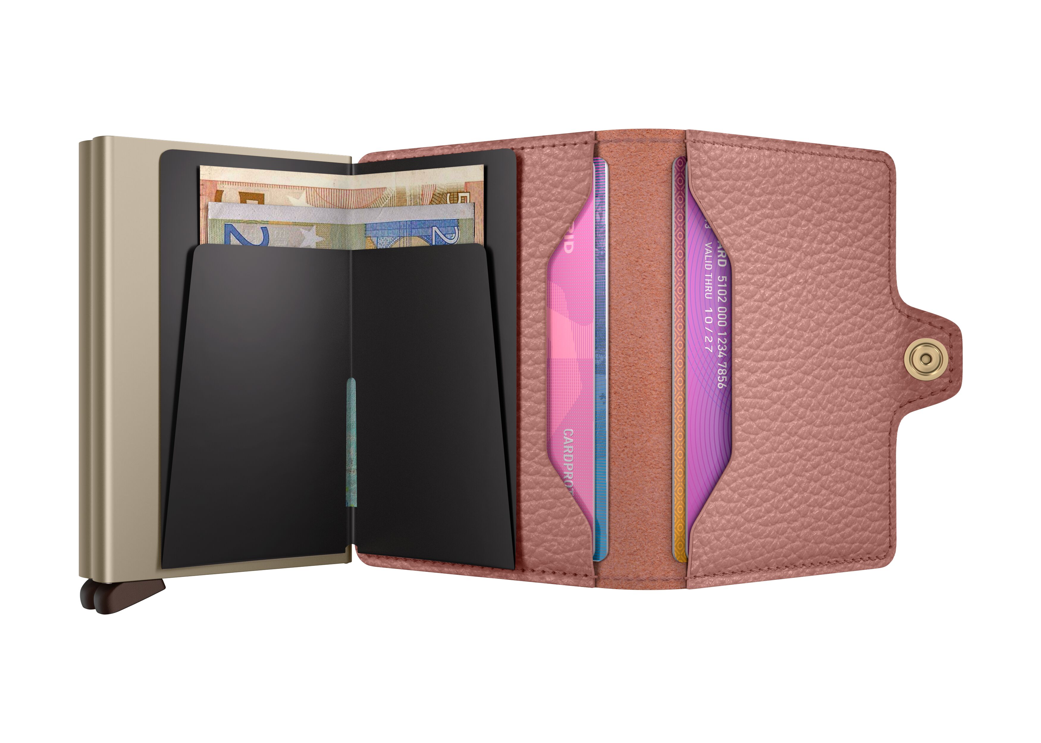 Secrid Twinwallet Pebble Rose – geöffnet