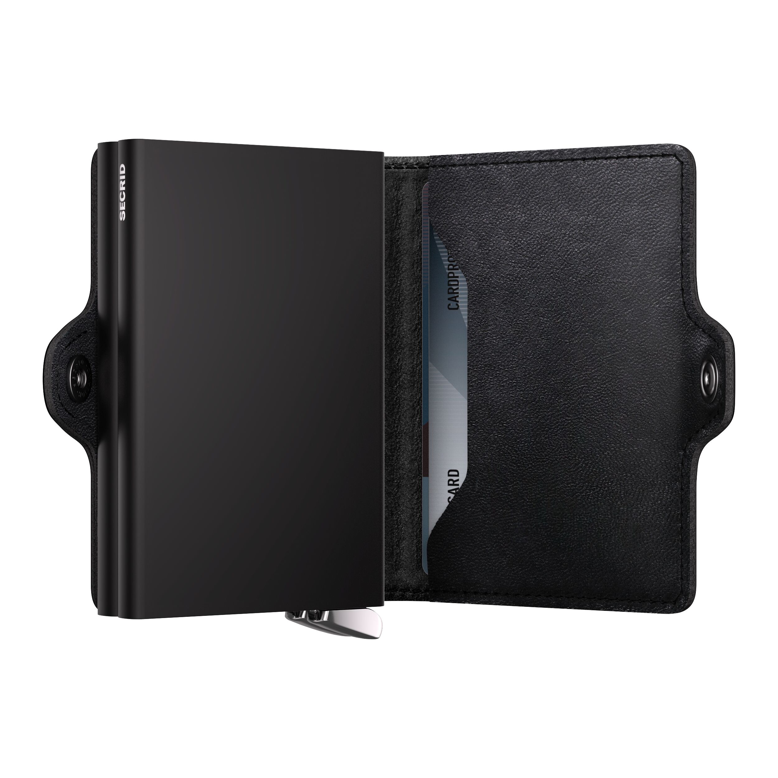 Secrid Twinwallet Emboss Lines Black+ – Schrägansicht