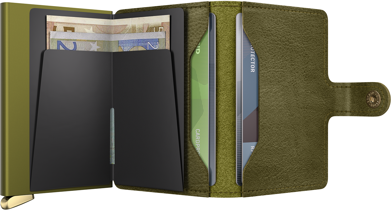 Secrid Miniwallet Basco Olive+ – geöffnet