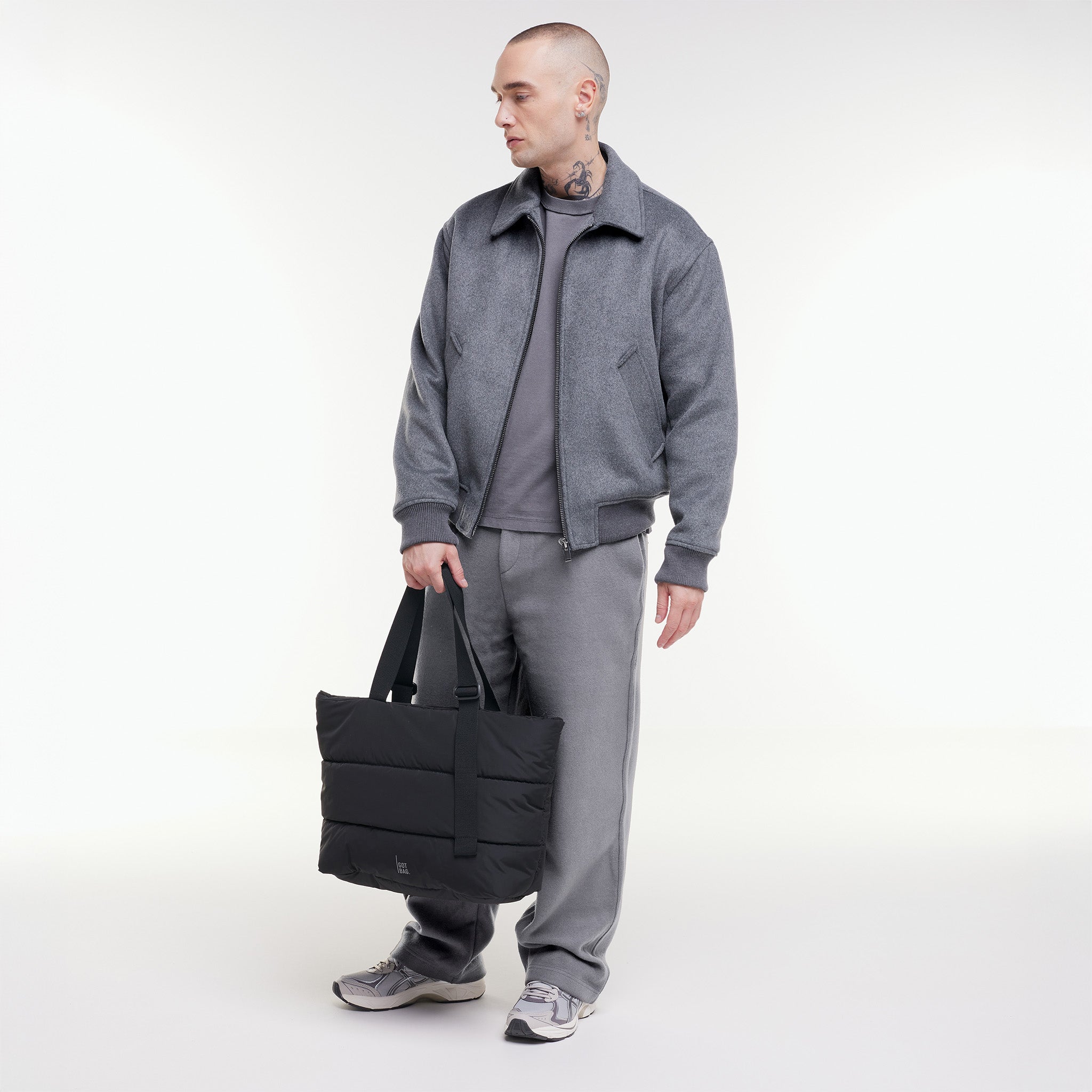 GOT BAG Puffer Tote Bag Monochrome Black