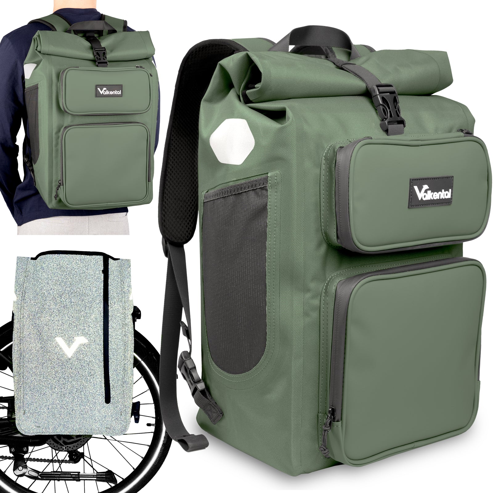 UrbanX 2.0 - 2in1 Fahrradtasche & Rucksack für die Stadt – Green Reflective