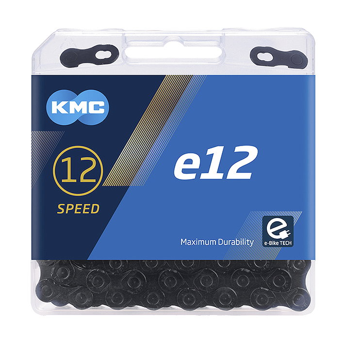 KMC E-Bike Kette e12 BlackTech 12-fach blacktech 130 Glieder, 1/2" x 11/128"