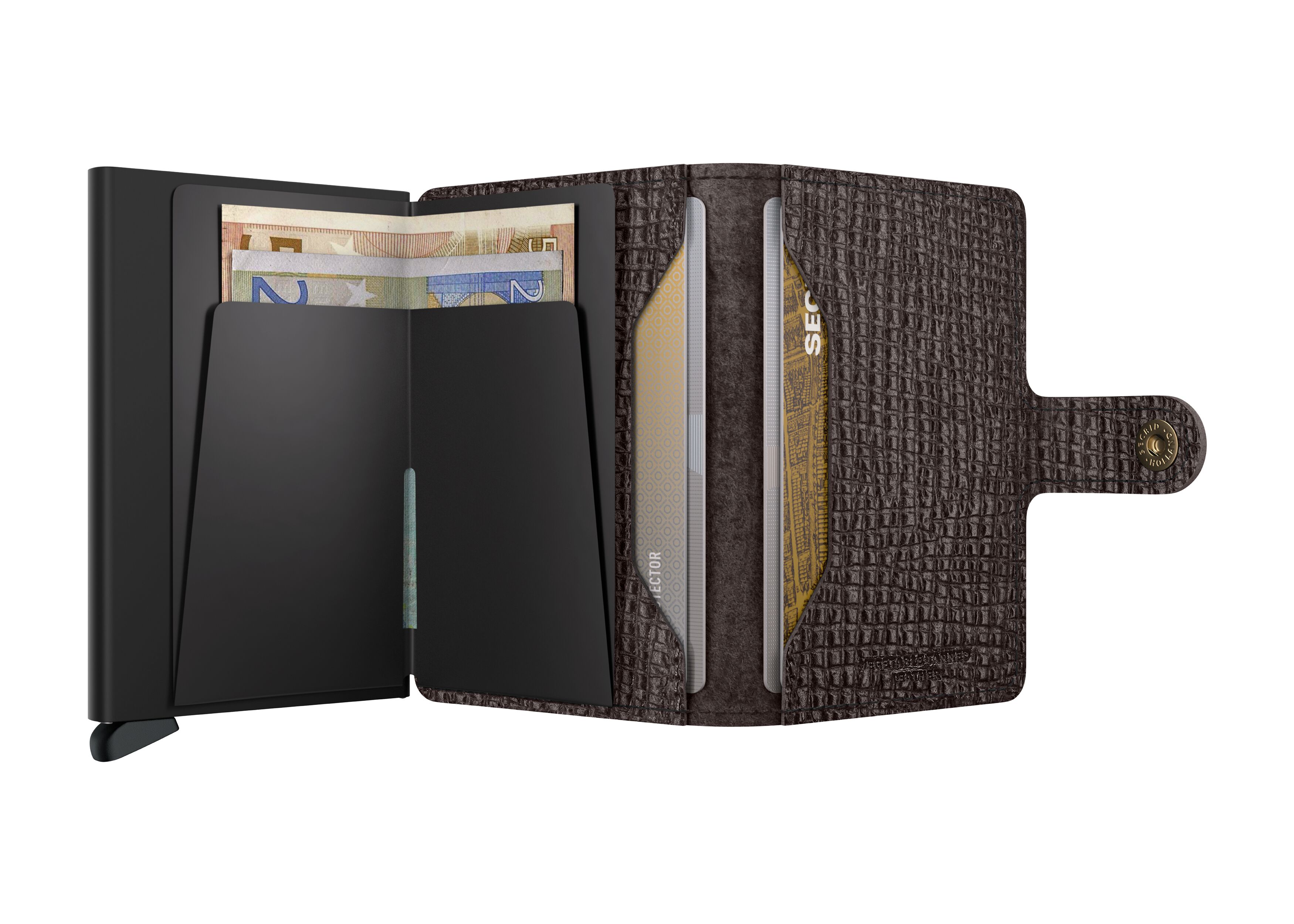 Secrid Miniwallet Palmellato Brown – geöffnet