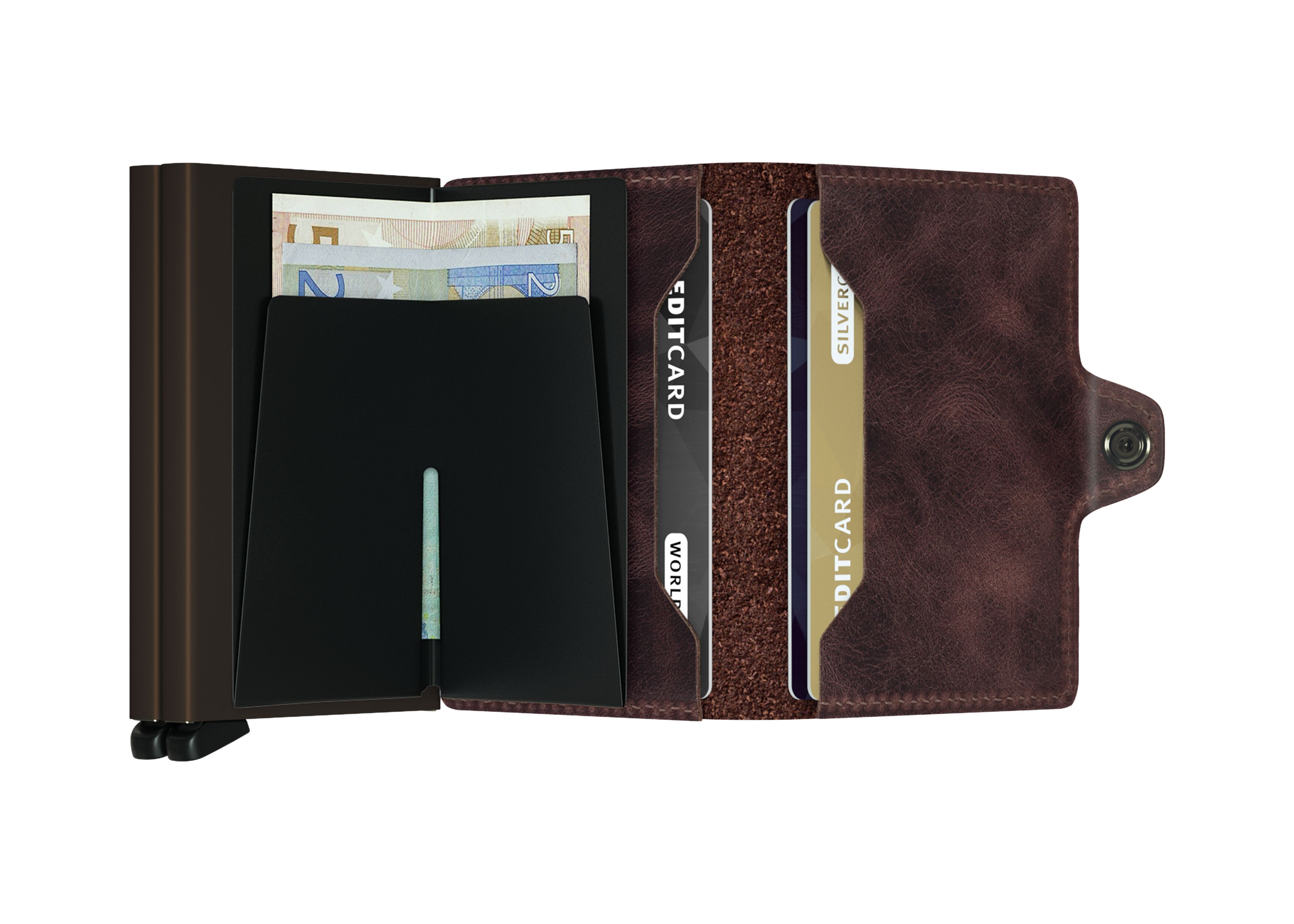 Secrid Twinwallet Vintage Chocolate – geöffnet